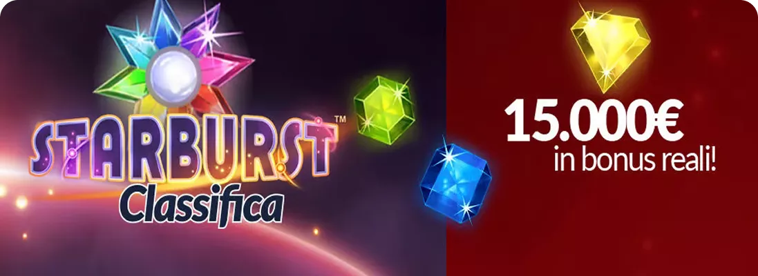Eurobet Casino promozione Starburst con vincite fino a 15.000 euro in bonus reali
